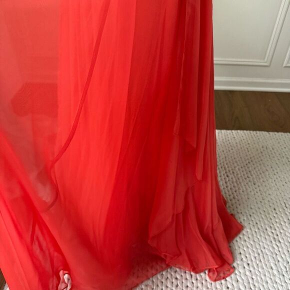 Sherri Hill Sweetheart Strapless Beaded Coral Formal Gown Prom Pagent Dress 0972 - Picture 10 of 10